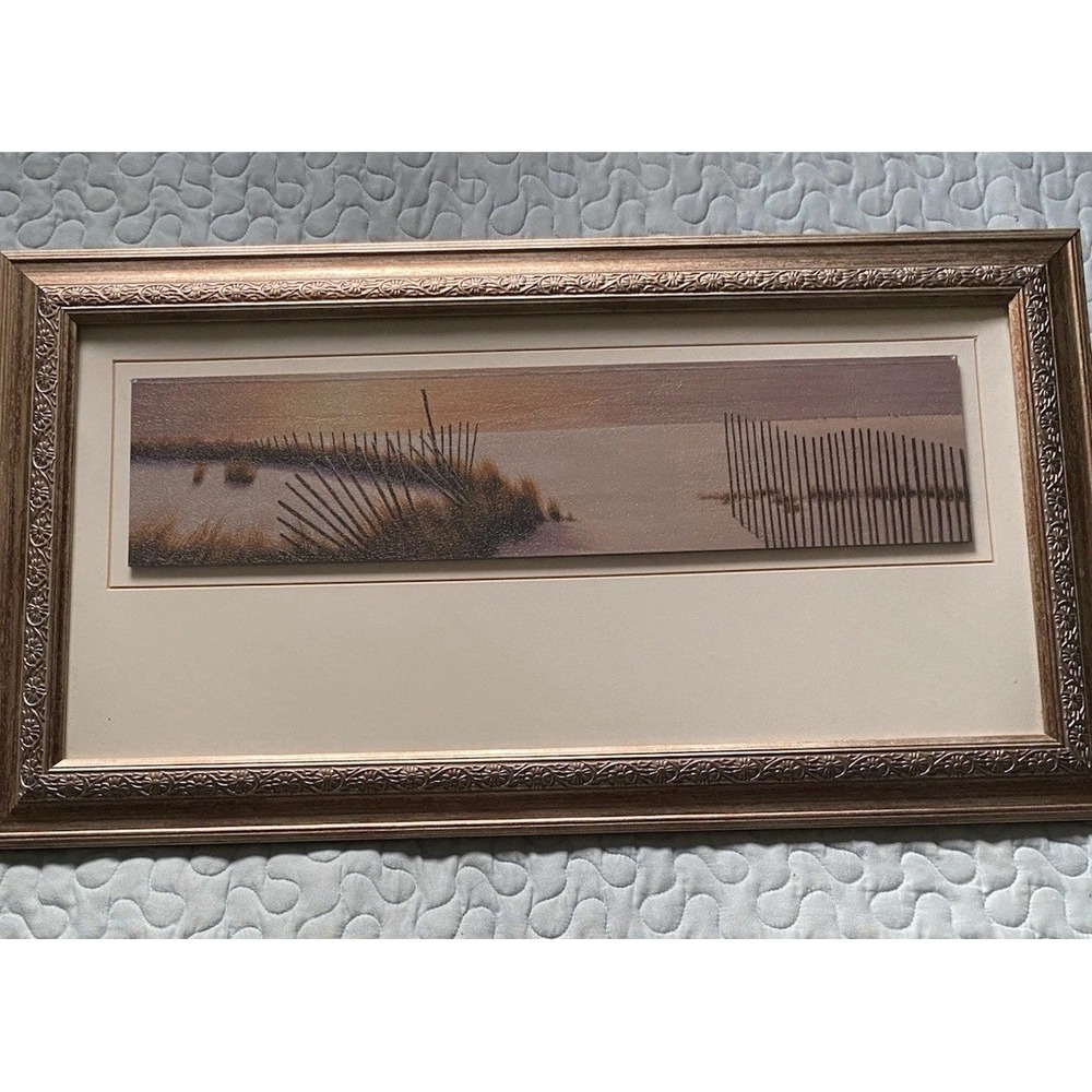 When The Sun Goes Down by Diane Romanello Dunes Sandy Beach Fence Print 15 X 26"